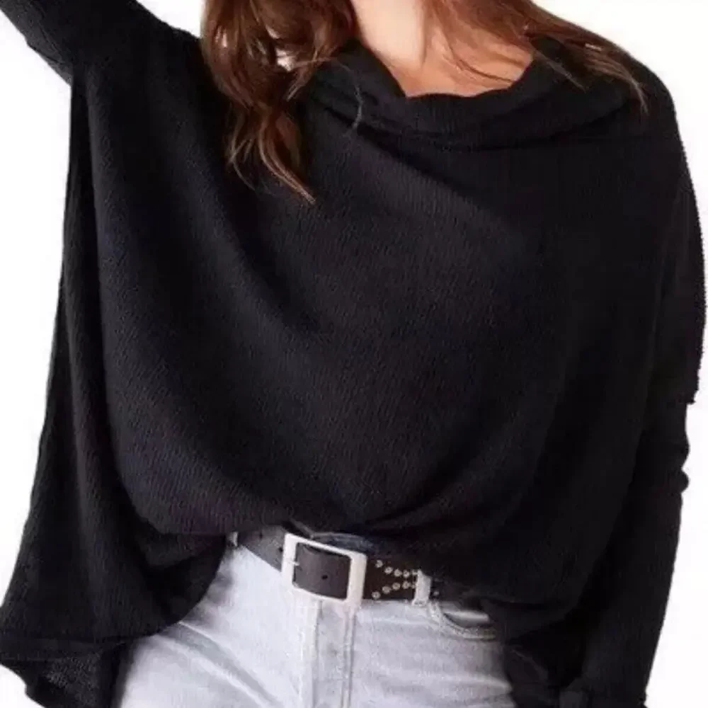 Free People Women’s Waffle Knit Turtleneck Top Size L